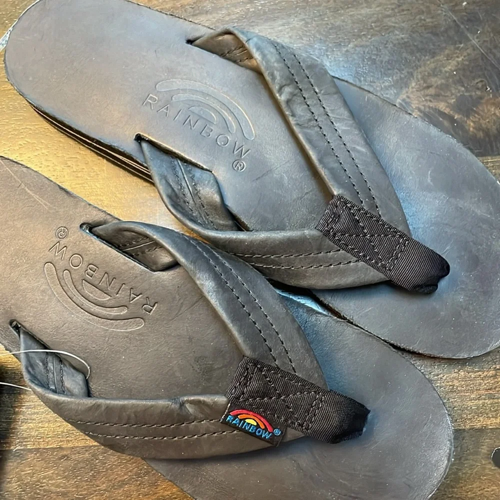 Rainbow double layer wide strap flip flops-color is black - Picture 3 of 6